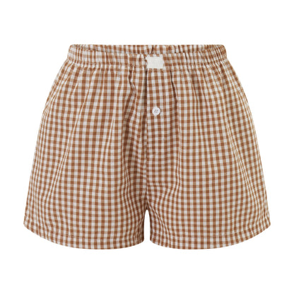 hirigin Women Y2k Gingham Boxer Shorts Stripes Button Elastic Waist Boxers Cute Mini Bloomers Plaid Loose Fit Boy Shorts