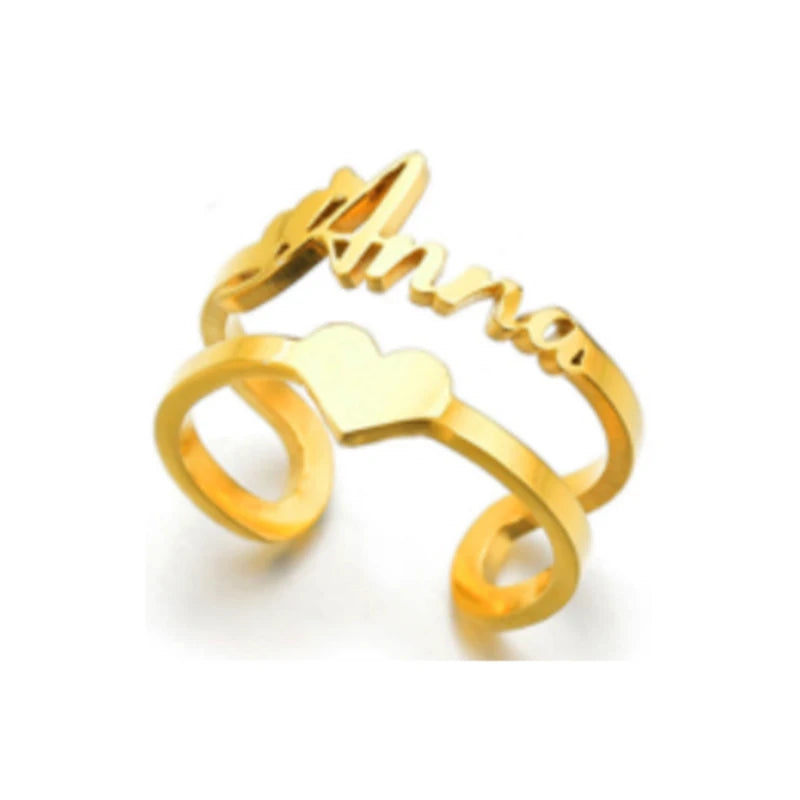 Treebud Custom Name Rings for Women Men Stainless Steel Personalized Nameplate Adjustable Ring Jewelry Gifts Dropshipping