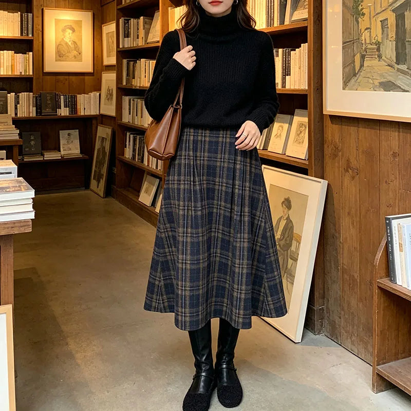 Women's Plaid Pleated A-Line Skirt