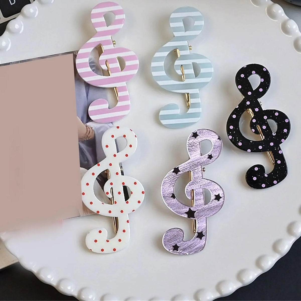1/5Pcs Musical Note Hair Clip - Stylish Star Elegant Barrettes Women's Daily Fashion Hairpin Accessory