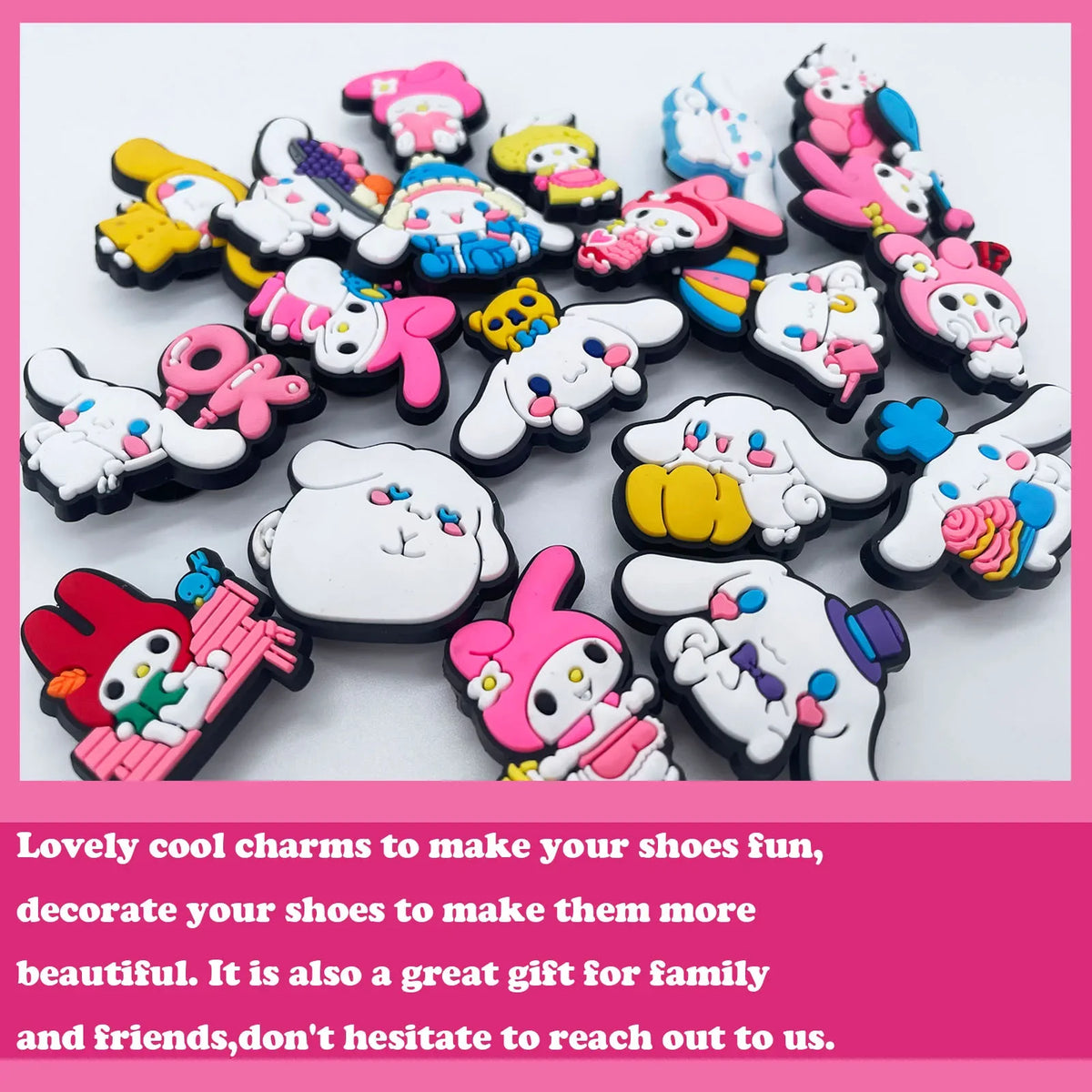 Random 30-100Pcs Sanrio Series Shoe Charms For Clogs Sandals Shoe Decorations Accessories Buckle For Christmas Birthday Gifts