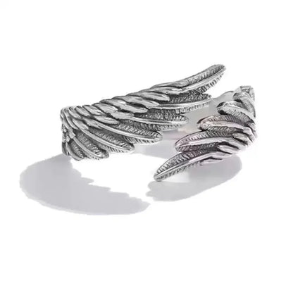 2PCS Fashionable And Simple Angel And Devil Wing Rings, Retro Personalized Open Mouth Men's And Women's Rings Available For Whol