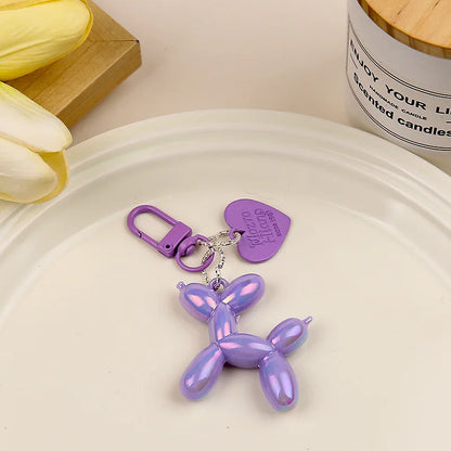 Cute Acrylic Cartoon Balloon Dog Keychains For Women Girls Bag Pendant Car Key Chains Fashion Jewelry Gift Decoration Accessory