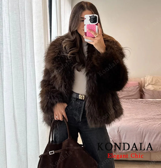 Women's Faux Fur Turn-Down Collar Jacket