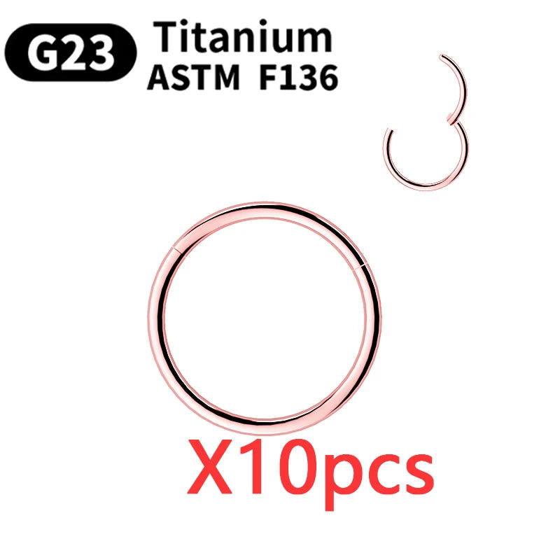 10/50Pcs Wholesale Hoop Earring G23 Titanium Nose Ring For Women Piercing Jewelry Lip Ear Ring Hoop Mixed Color Body Clips Hinge