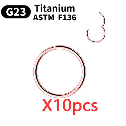 10/50Pcs Wholesale Hoop Earring G23 Titanium Nose Ring For Women Piercing Jewelry Lip Ear Ring Hoop Mixed Color Body Clips Hinge