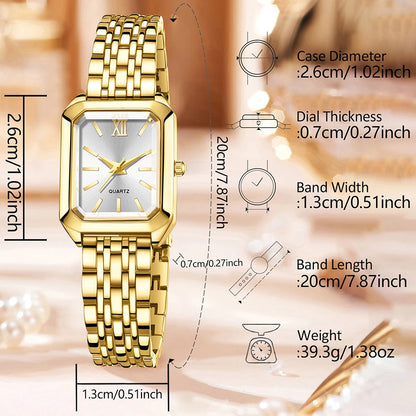 2Pcs/Set Unisex Jewelry Watches Women's Wristwatch Accessories Gold Trendy Fashionable Elegant Classic Exquisite Light Luxury Minimalist Style Luxury Bracelet Watch Set Y2K Suitable for Daily Outfits Travel Perfect Holiday Gi