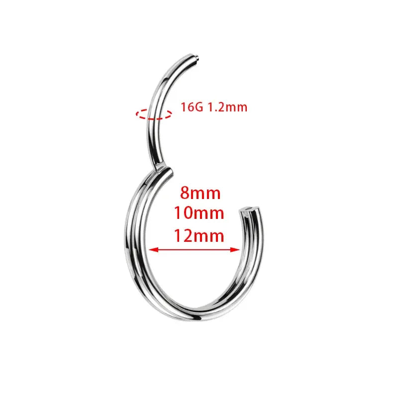 ASTM F136 Titanium 16G Double Layered Zircon Nose Clicker Segment Clicker Ring Helix Cartilage Nose Ring Piercing Body Jewelry