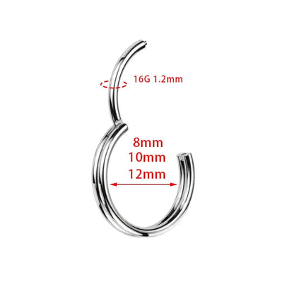 ASTM F136 Titanium 16G Double Layered Zircon Nose Clicker Segment Clicker Ring Helix Cartilage Nose Ring Piercing Body Jewelry