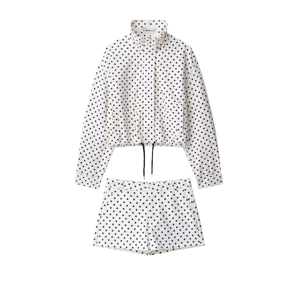 TARUXY Fashion Polka Dot Print Jacket Coat Women's Stand Collar Long Sleeved Workwear Coat Ins Hot Short Casual Female Jackets