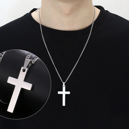 Fashion Stainless Steel Cross Pendant Necklace For Women Men Link Chain Charm Necklace Cool Boys Girls Punk Hip Hop Jewelry Gift