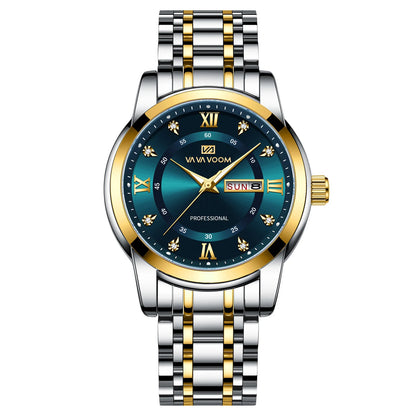 Fashion Casual Men Watch Waterproof Luminous Quartz Watches Stainless Steel Strap Calendar Watch for Men