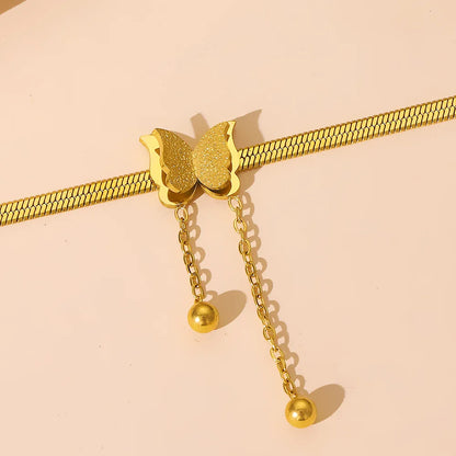 Stainless Steel Frosted Butterfly Necklace For Women Gold Silver Color Snake Chain Choker Necklace Female Fashion Party Jewelry