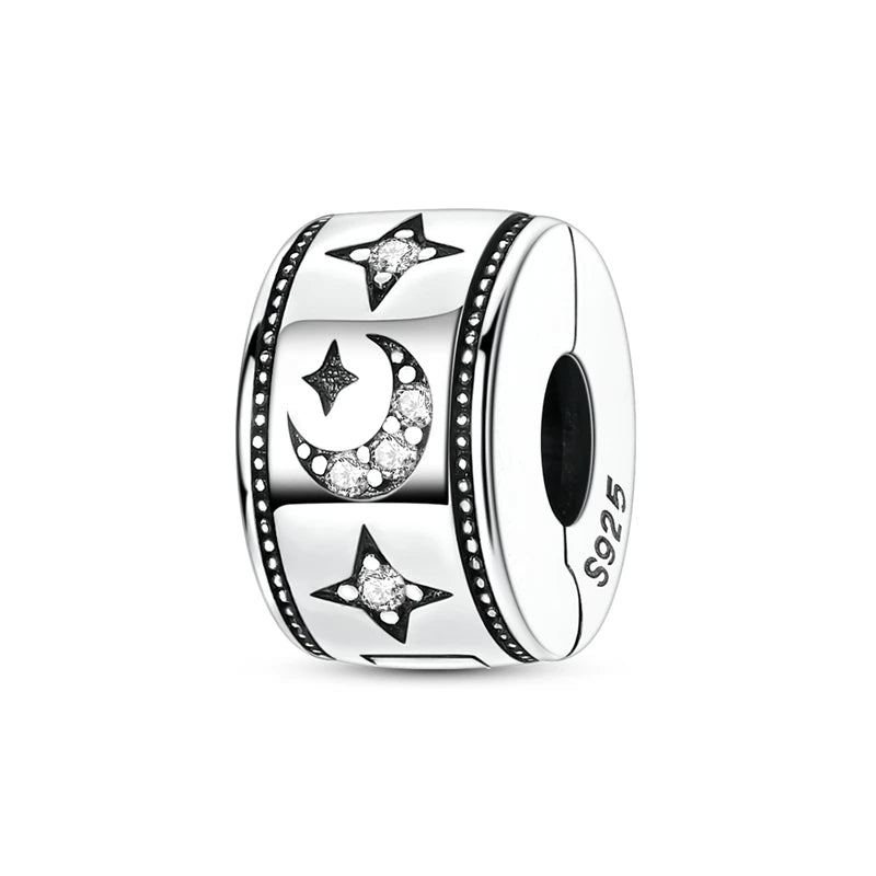 Original 925 Sterling Silver Clip Charm Inlaid Zircon Cat Butterfly Charm Silicone Spacer Beads For Women Bracelet DIY Jewelry