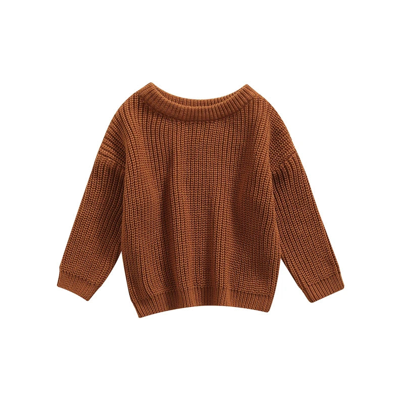 Autumn Winter Newborn Baby Girl Boy Knitted Long Sleeve Sweater Solid Loose Pullover Casual Tops Children Sweater Kids Clothes