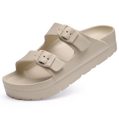 Comwarm New Women's Platform Sandals With Arch Support Lightweight Slip on Eva Slides Summer Beach Sandal with Adjustable Buckle