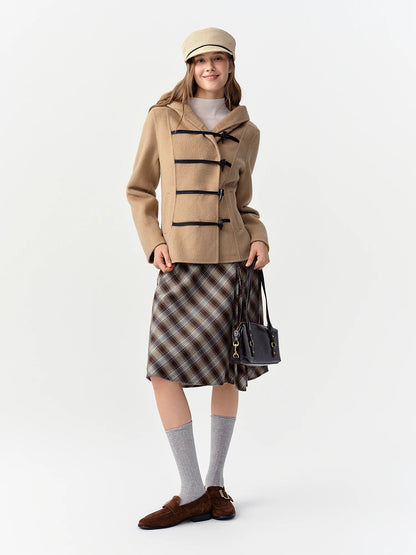 Women's Brown Plaid A-Line Skirt