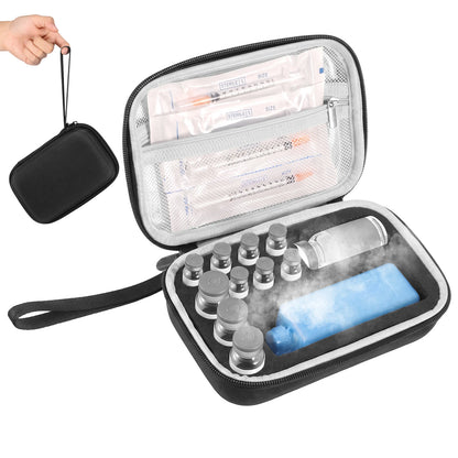 Insulin Vial Case 3ml 30ml Portable Medicine Organizer EVA Oxford Storage Box With Foam Slots For Travel Fridge Storage