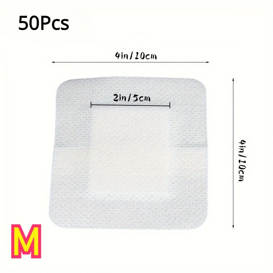 50pcs Large Hypoallergenic Wound Dressing, Non-Woven Medical Adhesive Bandage for First Aid, Breathable Water-Resistant Patch