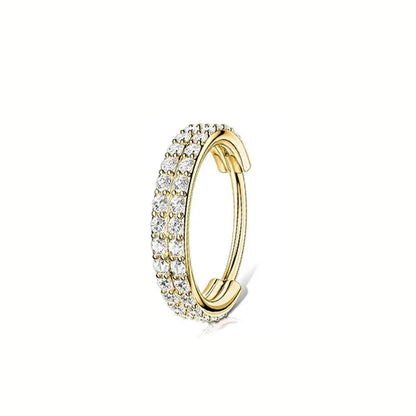 ASTM F136 Titanium 16G Double Layered Zircon Nose Clicker Segment Clicker Ring Helix Cartilage Nose Ring Piercing Body Jewelry