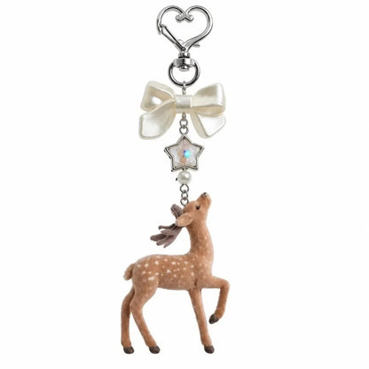 Cute Portable Deer Keychain 11.5cm Length Korean Style Phone Charms Handmade DIY Bead Case