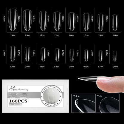 160/320pcs False Nails Full Cover Press-On Nails Coffin Stiletto Soft Gel False Nails Pieces for DIY Nail Extension salon tools