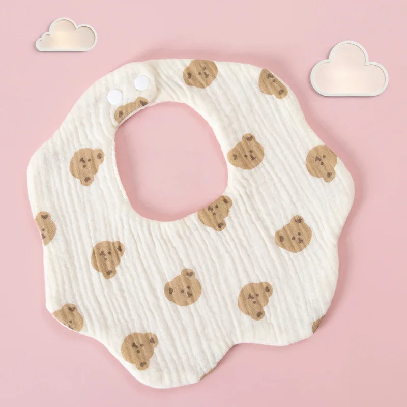 Baby Gauze Bibs Pure Cotton Class A Saliva Towel Milk Spilt Prevent Grass and Wood Dyed 360 Degrees Newborn Bib