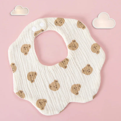 Baby Gauze Bibs Pure Cotton Class A Saliva Towel Milk Spilt Prevent Grass and Wood Dyed 360 Degrees Newborn Bib