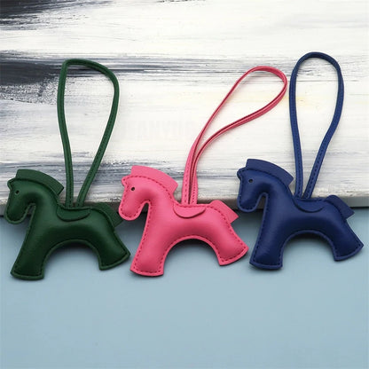 2025 New Fashion Bag Accessories Horse Keychain With Strings Rope All-around PU Leather Tiny Horse Embellishment For Female Gift