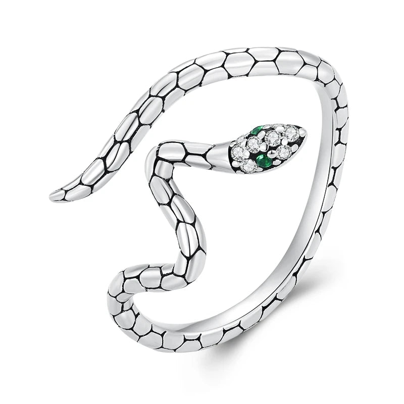 WOSTU 925 Sterling Silver Pet Cat Stackable opening Ring For Women Snake Dog Adjustable rings Fine Jewelry Party Birthday Gift