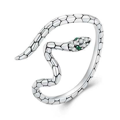 WOSTU 925 Sterling Silver Pet Cat Stackable opening Ring For Women Snake Dog Adjustable rings Fine Jewelry Party Birthday Gift