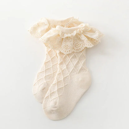 Korean Kids Soft Fashion Floral Princess Socks Baby Middle Tube Stockings Long Socks Infant Toddler Children Girls Casual Socks