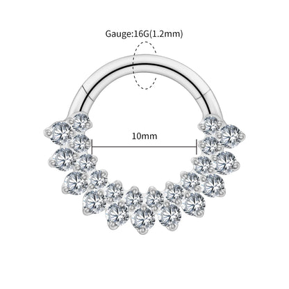 Right Grand ASTM F136 Titanium CZ Hinged Clicker Segment Hoop Ring 16G Daith Helix Cartilage Earring Septum Piercing Jewelry