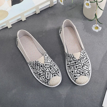 Breathable Mesh Lightweight Casual Shoes Women Fashion Women Slip on Flats Print Fisherman Shoes on Flats Shoes Zapatos De Mujer