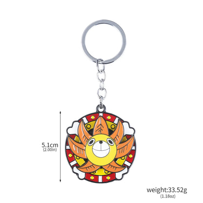 One Piece Luffy Straw Hat Keychain Rotatable Zoro Skull Metal Pendant Role-Playing Decorative Accessories Fan Jewelry Gift
