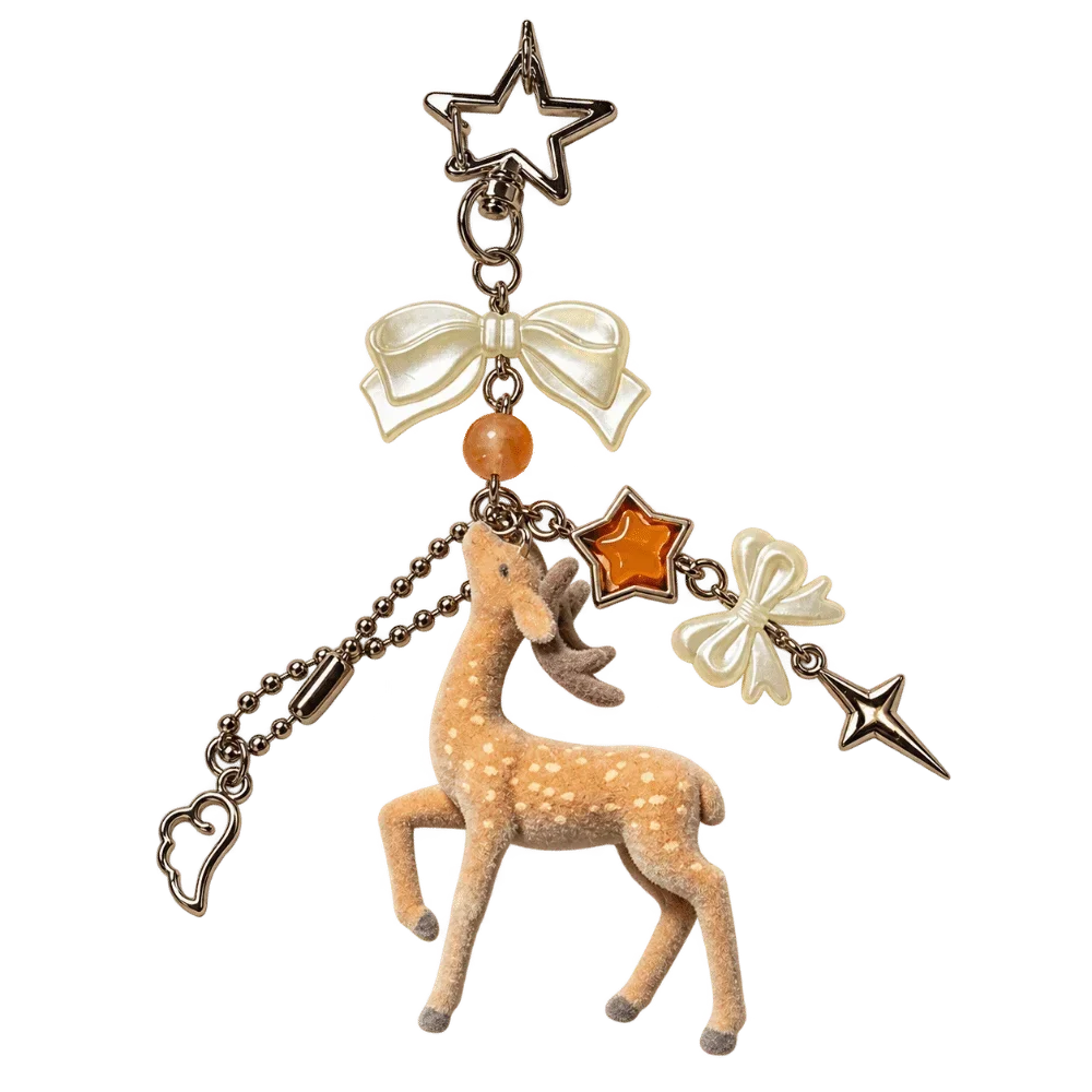 Cute Portable Deer Keychain 11.5cm Length Korean Style Phone Charms Handmade DIY Bead Case