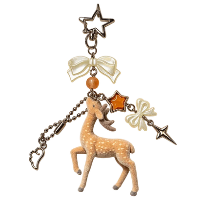 Cute Portable Deer Keychain 11.5cm Length Korean Style Phone Charms Handmade DIY Bead Case