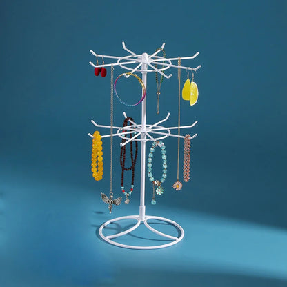 2026 Round Metal Jewelry Display Stand 2-Tier Keychain Shelf Earring Ring Hair Band Storage Holder Rack