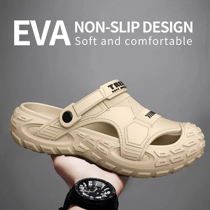 EVA Sandals for Men in Summer, Thick Soft Soled for Outdoor Wear, Beach Shoes for Casual Sports, and Perforated Shoes