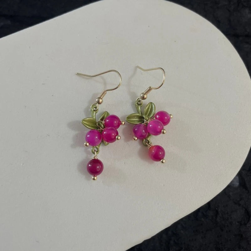 Cute Berries Earring Creative Berry And Leaves Design Beaded Earrings For Gifts Wholesale Cute Fruit Earrings Custom Packaging