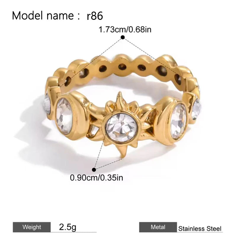 2026 Simple Stainless Steel Rings For Women Gold Color Smooth Geometric Open Rings Arc Rings Diamonds Jewellery Ring Gift