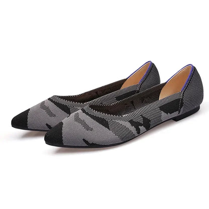 Women's Shoes Mesh Breathable Pointed Toe Flat Shoes Fashion Soft Bottom Knitted Shoes Female Casual Slip on Footwear Loafers85