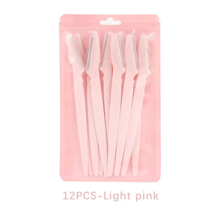 12/25/60Pcs Eyebrow And Facial Razors Eye Brow Trimmer With Safety Cover Face Hair Removal Tool Shaver Blade Brows Shaping Knife