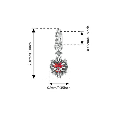 Bamoer 925 Sterling Silver Red Heart Skull Pendant Jesus Cross Beads for Women Bracelet Accessories DIY Religious Beliefs Gift
