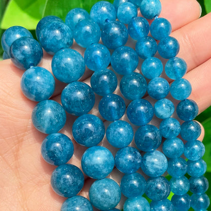 Natural Stone Dark Blue Chalcedony Jades Beads Round Loose Spacer Beads For Jewelry Making 4/6/8/10/12mm DIY Handmade Bracelets