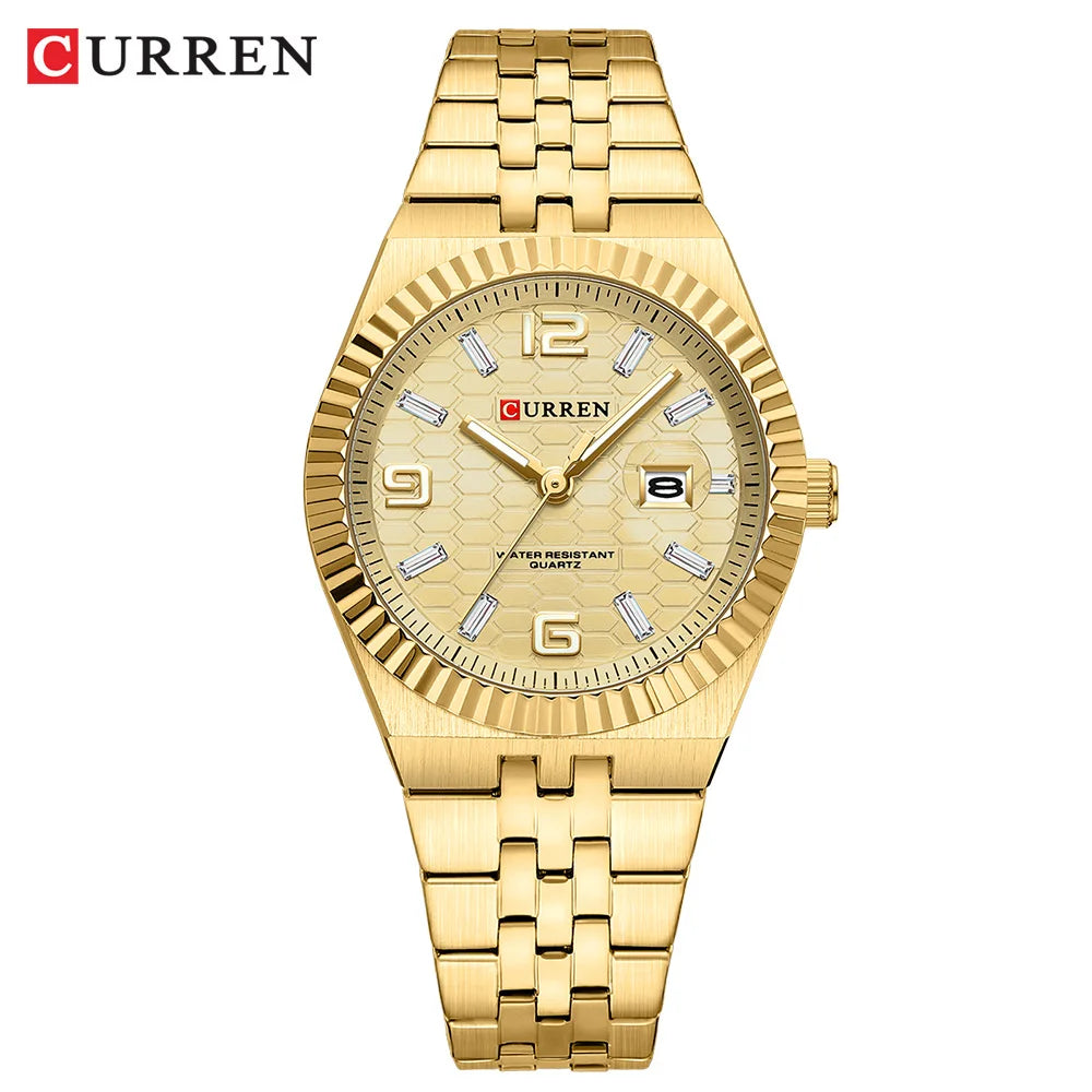 CURREN Women's Watch Analog Quartz Waterproof Ladies Wrist Watches with Date Dainty Fashion Luxury Stainless Steel Watch