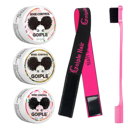 30g Edge Control Gel Women and Kid Hair Finishing Styling Wax Cream Hairline Finishing Artifact with Edge Brush & Hair Band Kit