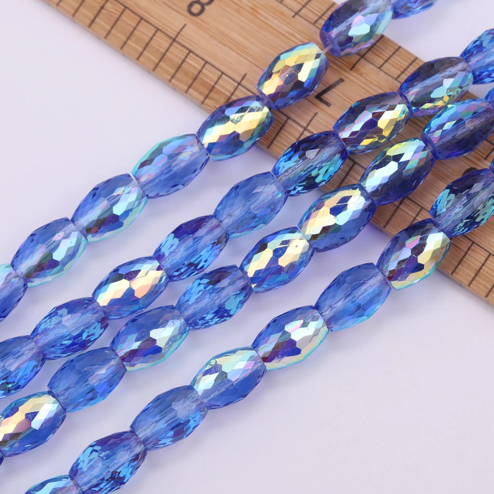 10pcs 12x8mm Oval Cylinder Faceted Cut Crystal Glass Loose Crafts Beads for Jewelry Making DIY