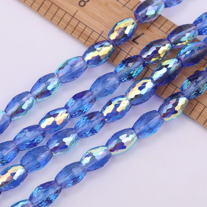 10pcs 12x8mm Oval Cylinder Faceted Cut Crystal Glass Loose Crafts Beads for Jewelry Making DIY