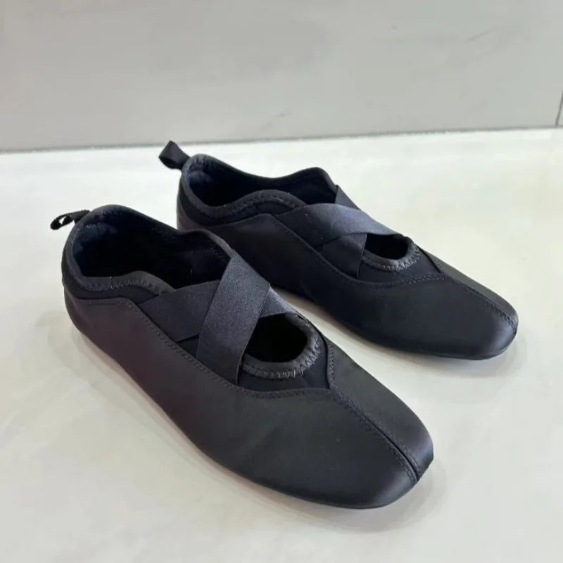 Brand Designer Women's Ballet Flats Round Toe Soft Sole Lightweight Satin 2026 Spring Sweet Dancing Mary Jane Shoes for Ladies
